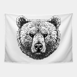 Grizzly Bear Head Calm And Cute Bear Tapestry