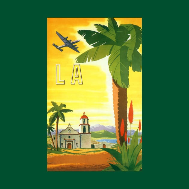 Vintage Travel Poster, a Mission in Los Angeles, California by MasterpieceCafe