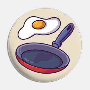 Floating Egg Fried With Pan Cartoon Pin