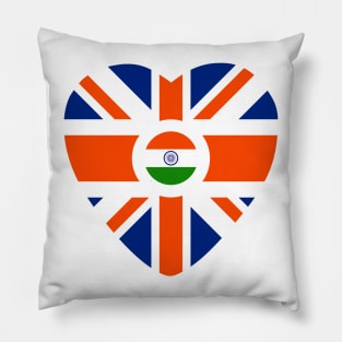 British Indian Multinational Patriot Flag Series (Heart) Pillow