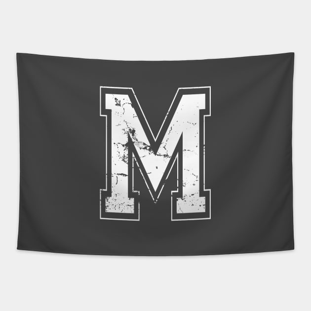 Initial Letter M White Jersey Sports Athletic Player Tapestry by porcodiseno