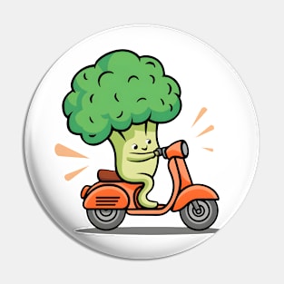 Scoot Your Way to Fun: Groovy Broccoli in Green and Orange Pin