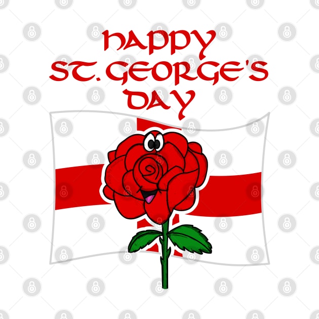 Happy St. George's Day Rose England English Flag by doodlerob