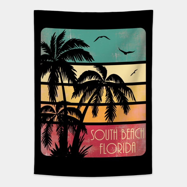 South Beach Florida Vintage Summer Tapestry by Nerd_art