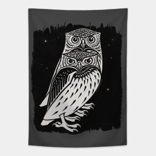 Two Hoot Owls On A Moonless Night Tapestry