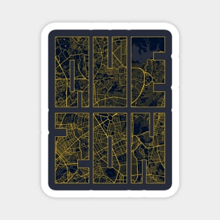 Quezon, Philippines City Map Typography - Gold Art Deco Magnet