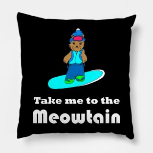 Snowbording cat meowtain pun cat lover snowboard fan snow lover Pillow