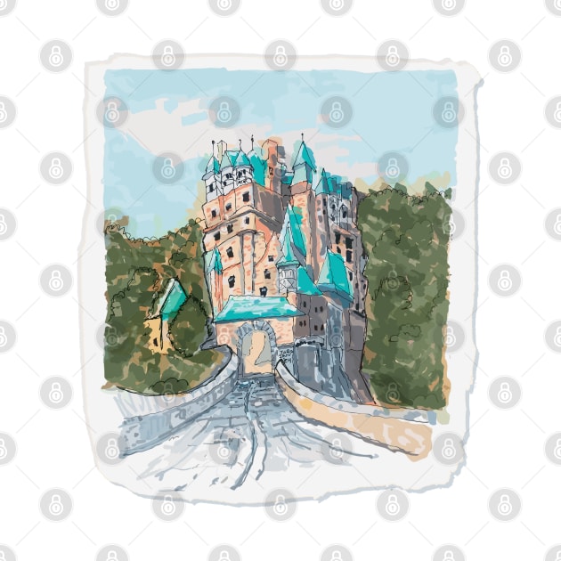 Castle Colorful Illustration by Joselo Rocha Art