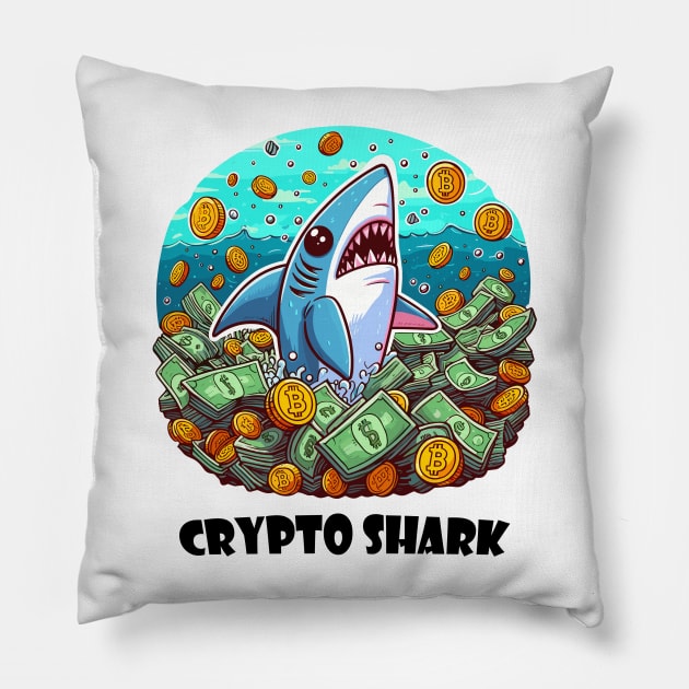 Crypto Shark Pillow by dinokate