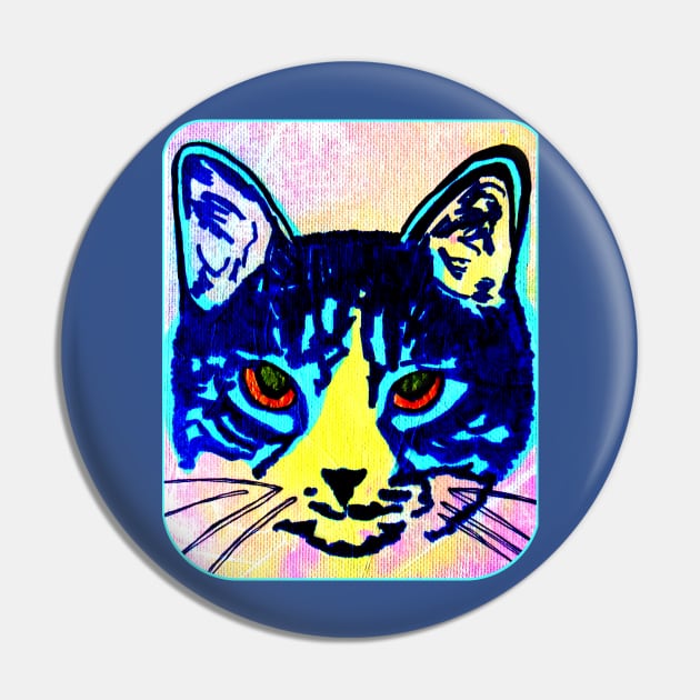 Pop Art Cat Pin by Jan4insight TeeStore