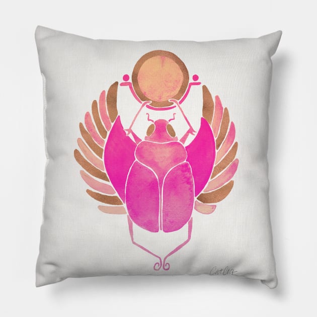 rose gold pink scarab Pillow by CatCoq