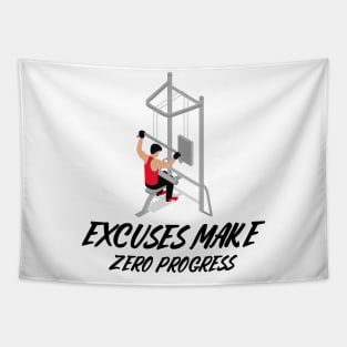 Excuses Make Zero Progress Workout Tapestry