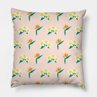 Frangipanis and Bird of Paradise Flowers Pillow