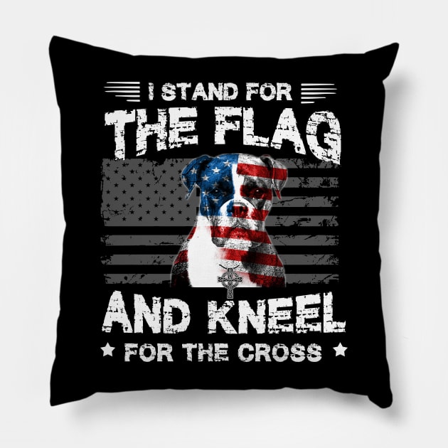 Boxer Dog Stand For The Flag Kneel For Fallen Pillow by Antoniusvermeu