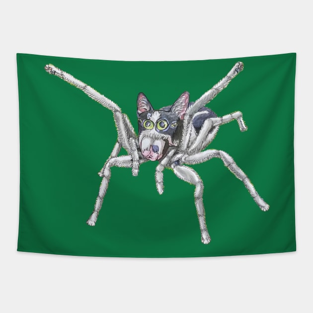 Jumping Spider Kitty Tapestry by RaLiz