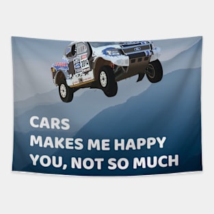 Cars Makes Me Happy Tapestry