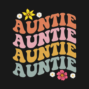 Groovy  Floral Auntie Mother's Day Ideas For New Aunt T-Shirt