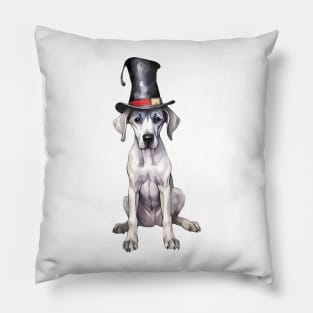 Watercolor Great Dane Dog in Magic Hat Pillow