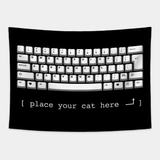 Place Your Cat Here (white keyboard) Tapestry