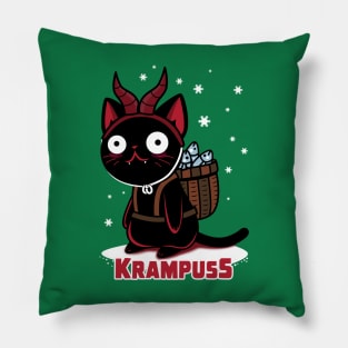 Krampuss Funny Cute Kawaii Christmas Krampus Cat Pillow