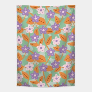 Wavy flower pattern in green and lavender Tapestry