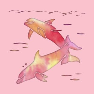 Peach Sea Dolphins T-Shirt