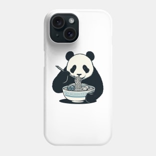 Panda Eating Ramen Retro Phone Case