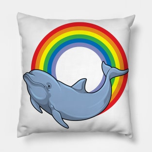 Dolphin with Rainbow Pillow