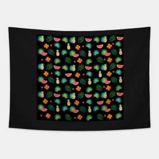 Tropical Fruit, Palms, and flowers Pattern Tapestry