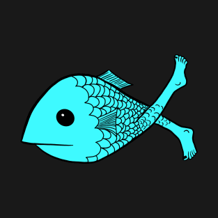 Fish with Human Feet Unique Design T-Shirt