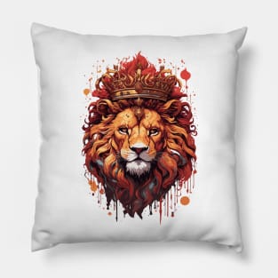 Lion with a king crown art Pillow