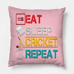 Eat sleep cricket repeat Pillow