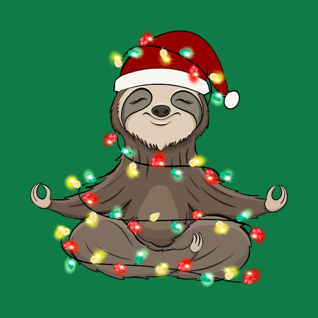 Lazy Sloth Santa Meditation Christmas Lights by Teewyld