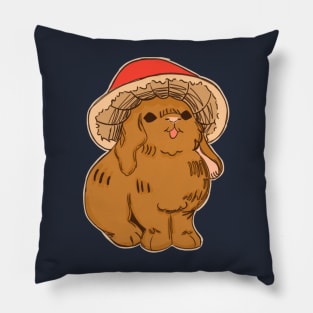 Rabbit wearing a mushroom hat! Pillow