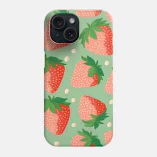 Pink Smiling Strawberry Pattern, Cute Aesthetic Phone Case