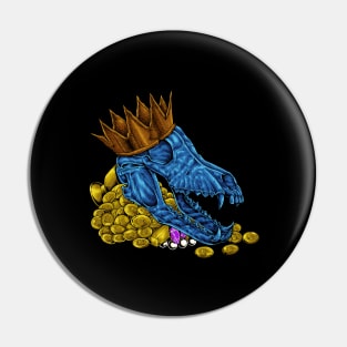 Crown and gold coins - Royalcore wolf skull Pin