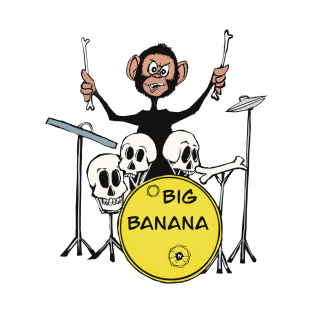 Chimp drumming in Big Banana Band-animals T-Shirt