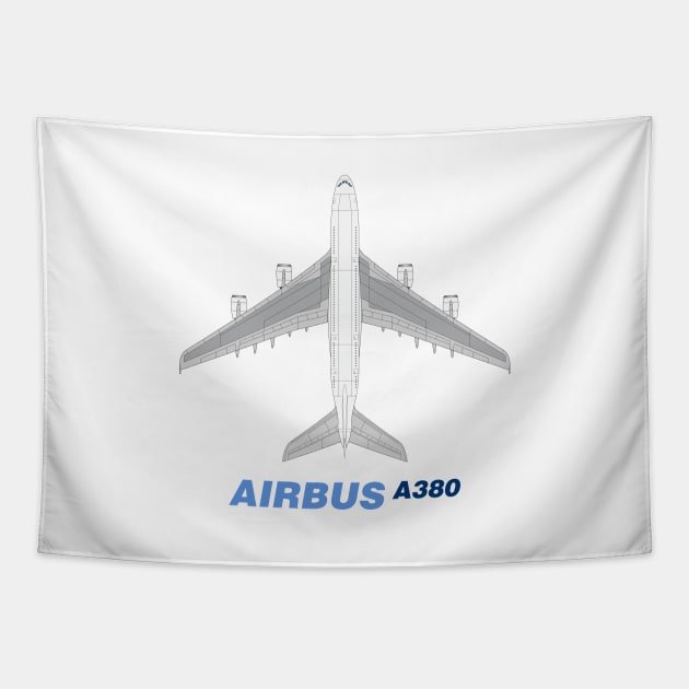 Airbus A380 Top View Tapestry by SteveHClark