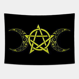 Pentacle and Moon in Lime Tapestry