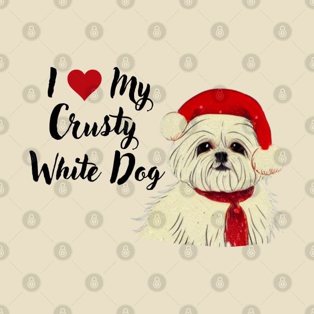 Christmas Puppy Crusty White Dog Maltese Shih Tzu White Malshi Dog Lover by Mochabonk