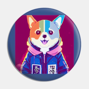 Cutest Corgi as retro anime Pin