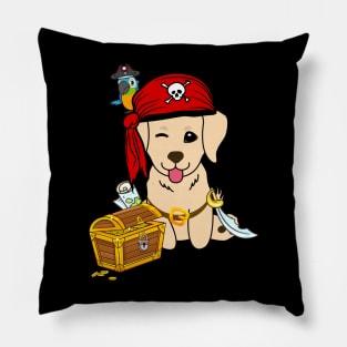 Funny golden retriever is a pirate Pillow