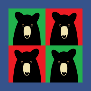 BLACK BEAR ON GREEN AND RED T-Shirt