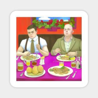 British Queer Couple Having Dinner Magnet