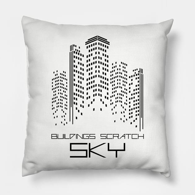 Buildings scratch sky Pillow by Rafael Franklin