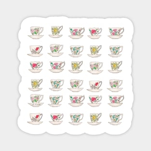 Grandma's Vintge Teacups Watercolour Magnet