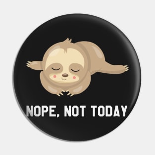 Nope, Not Today - Funny Sloth Taking Nap Pin