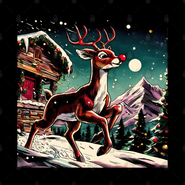 Illuminate the Holidays: Whimsical Rudolph the Red-Nosed Reindeer Art for Festive Christmas Prints and Joyful Decor! by insaneLEDP