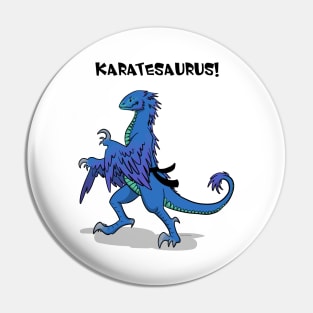 Karatesaurus! blue for bright backgrounds Pin