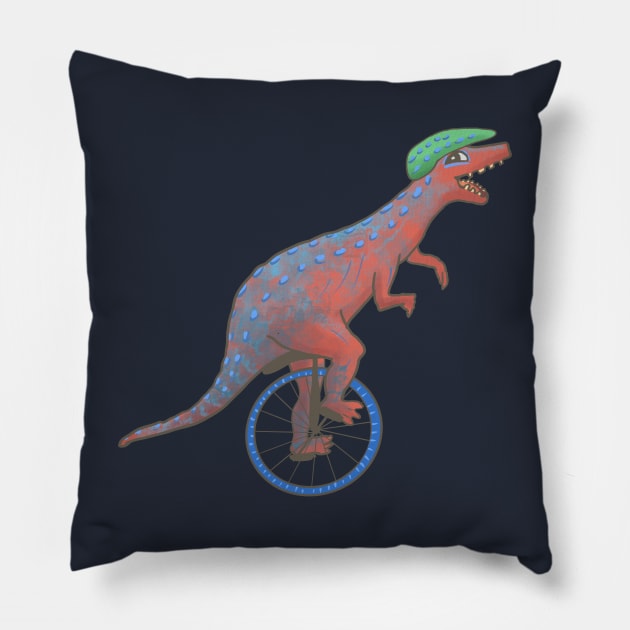 Keep Pedaling, You Fancy T-Rex! Pillow by andreeadumez